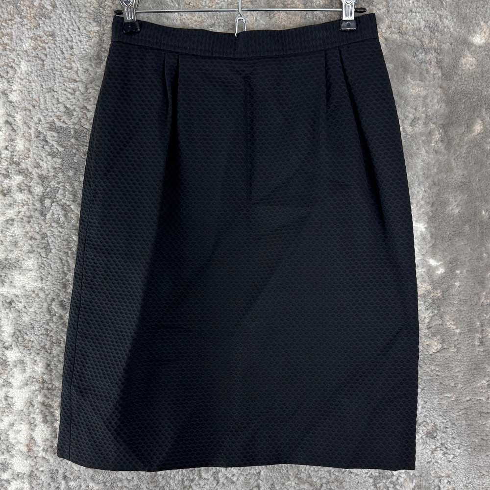 Mandana Size 2 Textured Minimalist Knee Length Pencil Skirt Black Lined Zip